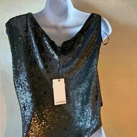 NWT Retrofete Michelle Sequined Colorbrock Crop Top - Picture 13 of 13